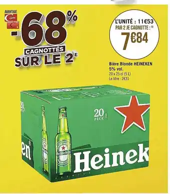 Casino Supermarchés Bière blonde heineken 5% vol. offre
