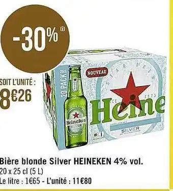 Casino Supermarchés Bière blonde silver heineken 4% vol. offre