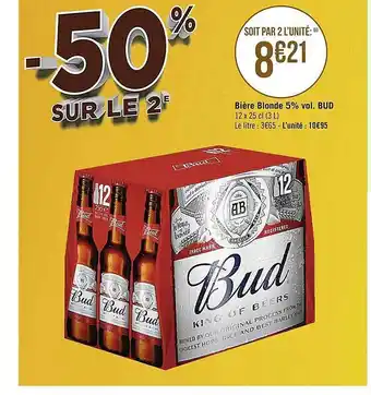 Casino Supermarchés Bière blonde 5% vol. bud offre