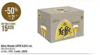 Casino Supermarchés Bière blonde leffe 6,6% vol. offre