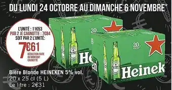 Casino Supermarchés Bière blonde heineken 5% vol. offre