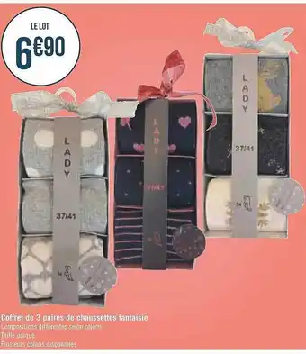 Géant Casino Coffret de 3 paires de chaussettes fantaisie offre