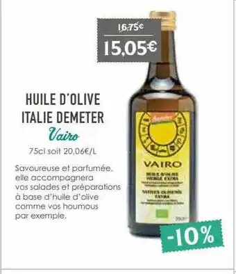 Naturalia Huile d'olive italie demeter vairo offre