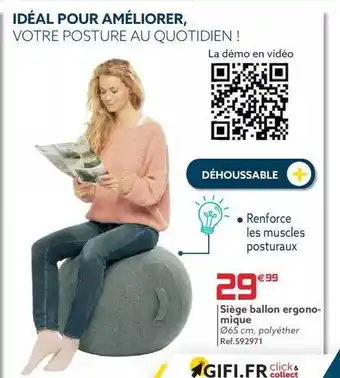 Gifi Siège ballon ergonomique offre
