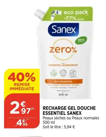 Bi1 Recharge Gel Douche Essentiel Sanex offre
