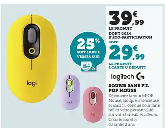 Super U Souris Sans Fil Pop Mouse offre