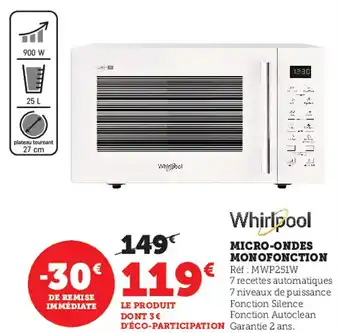 Super U Micro-Ondes Monofonction offre