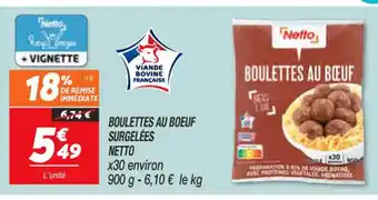 Netto Boulettes au Boeuf Surgelées Netto offre