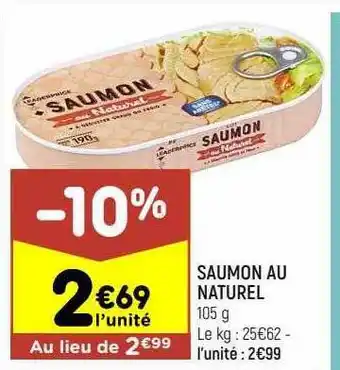 Leader Price Saumon au naturel offre