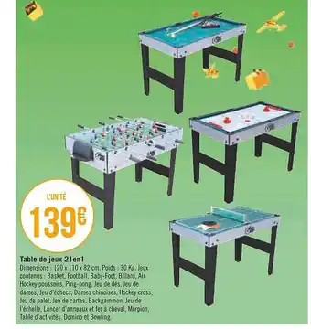 Géant Casino Table de jeux 21 en 1 offre
