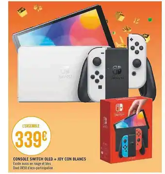 Géant Casino Console switch oled + joy con blancs offre