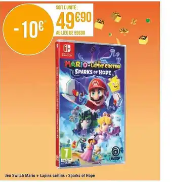 Géant Casino Jeu switch mario + lapins crétins : sparks of hope offre
