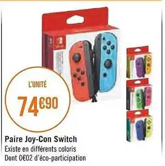 Géant Casino Paire joy-con switch offre