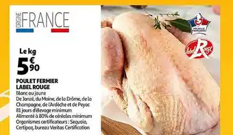 Auchan Poulet fermier label rouge offre