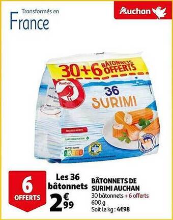 Auchan Bâtonnets de surimi auchan offre