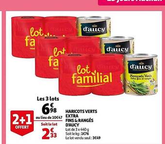 Auchan Haricots verts extra fins & rangés d'aucy offre