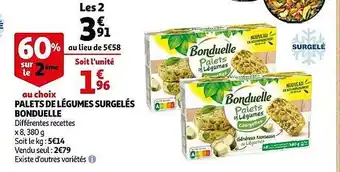 Auchan Palets de légumes surgelés bonduelle offre