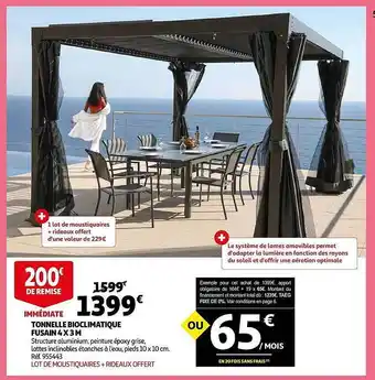 Auchan Tonnelle bioclimatique fusain 4 x 3 m offre
