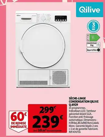 Auchan Sèche-linge condensation qilive q.6929 offre