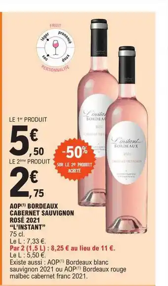 E.Leclerc Aop bordeaux cabernet sauvignon rosé 2021 offre