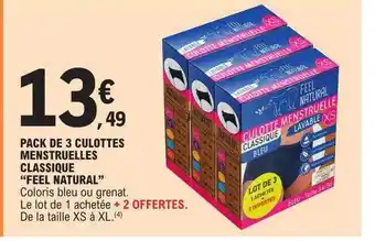 E.Leclerc Pack de 3 culottes menstruelles classique offre