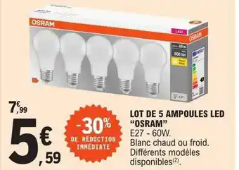 E.Leclerc Lot de 5 ampoules led offre