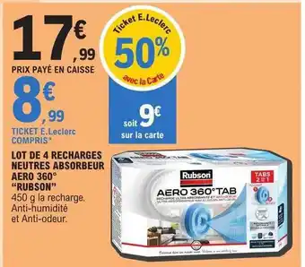 E.Leclerc Lot de 4 recharges neutres absorbeur aero 360° offre