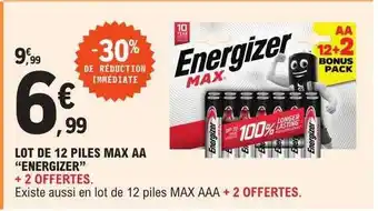 E.Leclerc Lot de 12 piles max aa offre