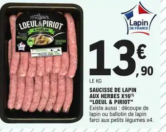 E.Leclerc Saucisses de lapin aux herbes x16 offre