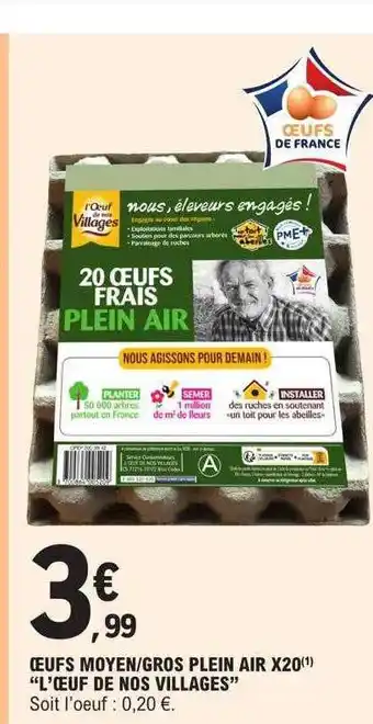 E.Leclerc Œufs moyen-gros plein air x20 offre