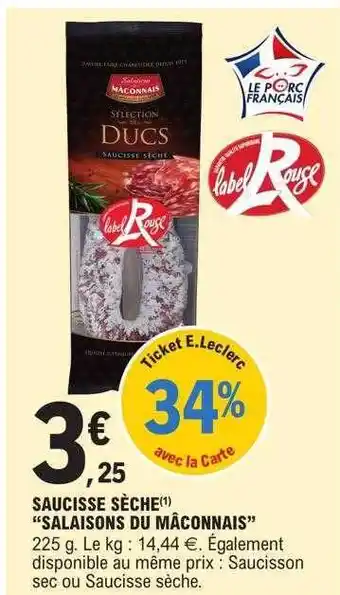 E.Leclerc Saucisse sèche offre