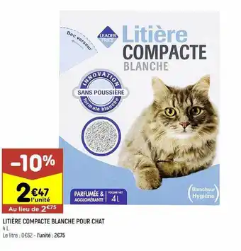 Litière compacte blanche pour chat