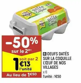 Leader Price Œufs datés sur la coquille l'œuf de nos villages offre