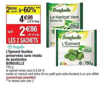 L'épinard feuilles préservées sans résidu de pesticides bonduelle