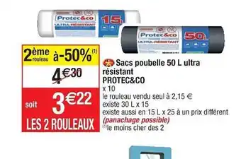 Cora x Carrefour Sacs poubelle 50l ultra résistant protec & co offre