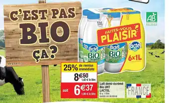 Cora x Carrefour Lait demi-écrémé bio uht lactel offre