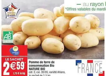 Cora x Carrefour Pomme de terre de consommation bio nature bio offre