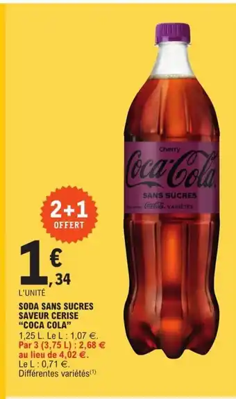 E.Leclerc Soda Sans Sucres Saveur Cerise Coca Cola offre
