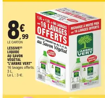 E.Leclerc Lessive Liquide Au Savon Végétal l'Arbre Vert offre