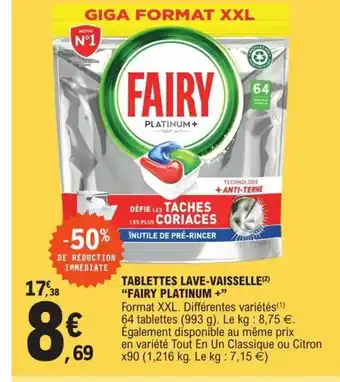 E.Leclerc Tablettes Lave-Vaisselle Fairy Platinum offre