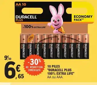 E.Leclerc 10 Piles duracell Plus 100% Extra Life offre