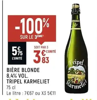 Spar Bière Blonde 8,4%vol Tripel Karmeliet offre