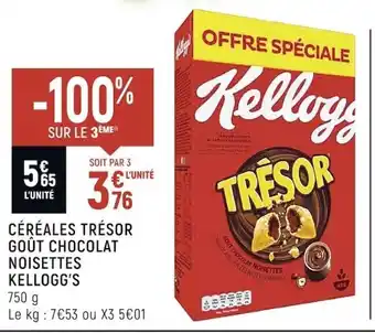 Spar Céréales Trésor Gout Chocolat Noisettes Kellogg's offre