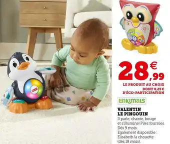 Hyper U Linkimals valentin le pingouin offre