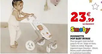 Hyper U Smoby poussette pop baby nurse offre