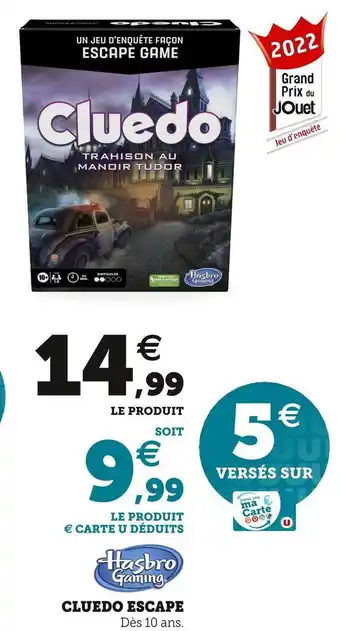 Hyper U Hasbro cluedo escape offre