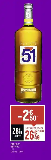 Spar Pastis 51 45%vol 1,5L offre