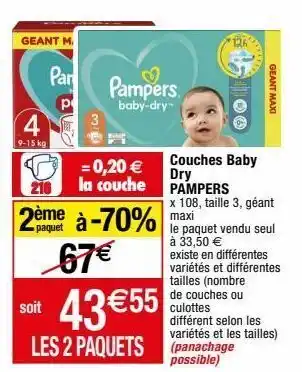 Migros Couches pampers offre