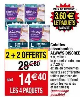 Migros Culotte always offre