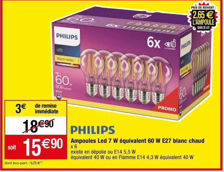 Promo Ampoule led philips chez Migros